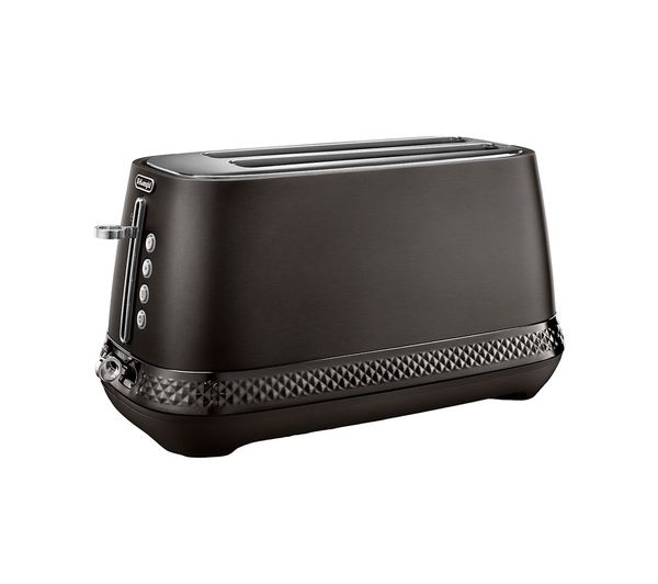Delonghi Diadema Ctv3003bk 4 Slice Long Toaster Brushed Steel Black