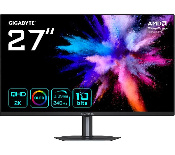 An image of GIGABYTE GO27Q24G Quad HD 26.5" W-OLED Gaming Monitor - Black