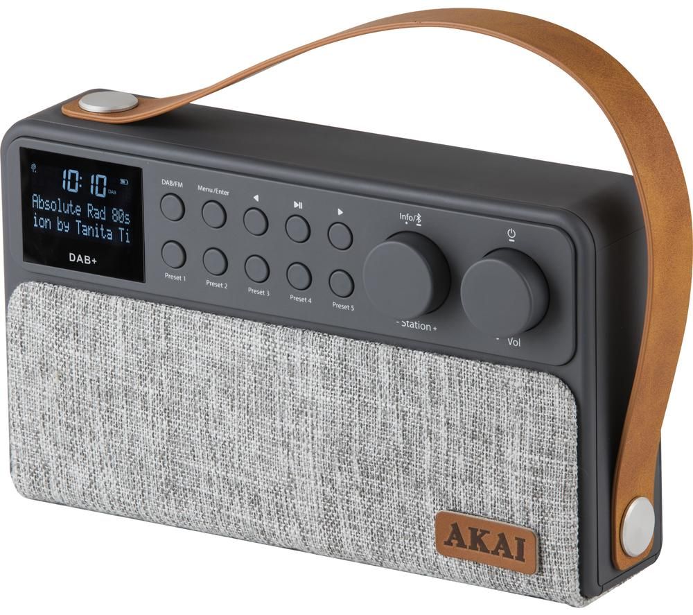 Miles Hobart bang Buy AKAI A61028 Portable DAB+/FM Bluetooth Radio - Grey | Free Delivery |  Currys