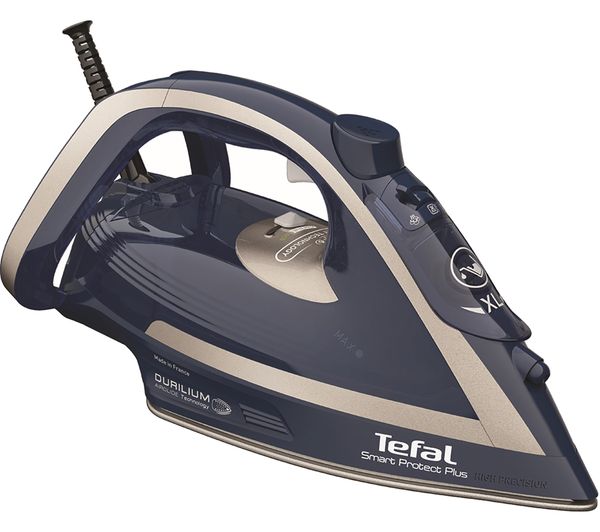 Tefal Smart Protect Plus Fv6872g0 Steam Iron Blue Silver