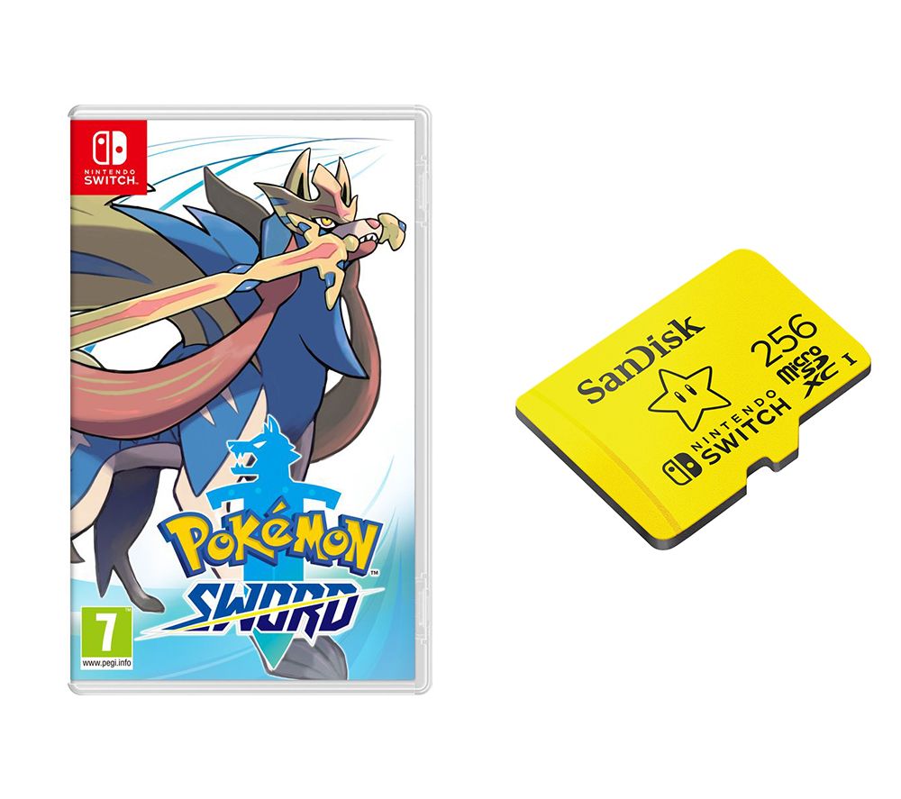 NINTENDO SWITCH Pokemon Sword & SanDisk 256 GB Memory Card Bundle