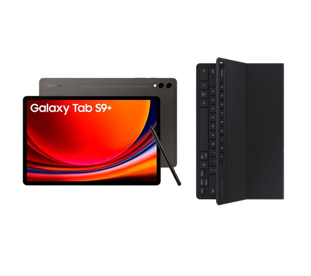 Galaxy Tab S9+ 12.4" Tablet (256 GB, Graphite) & Galaxy Tab S9+ Slim Book Cover Keyboard Case Bundle