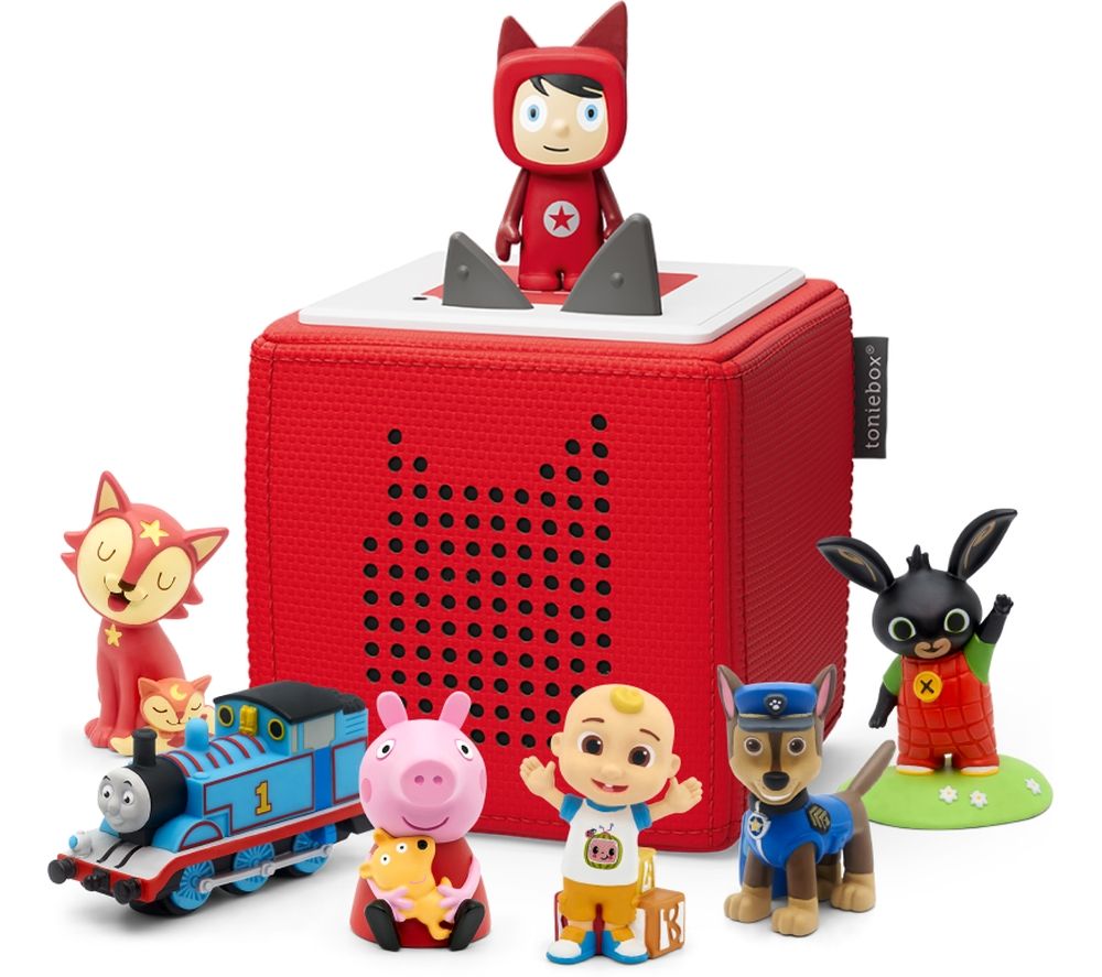 Toniebox Starter Set (Red), Paw Patrol, Bing Bunny, Cocomelon, Bedtime Lullabies, Peppa Pig & Thomas and Friends Audio Figure Bundle