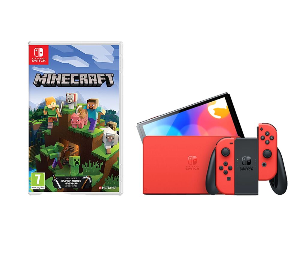 Switch OLED (Mario Red Edition) & Minecraft Bundle