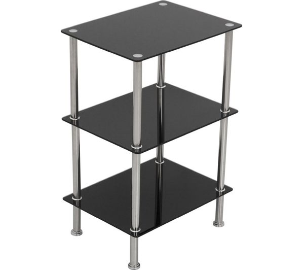 AVF S33 3-Tier Square Shelving Unit - Black & Chrome
