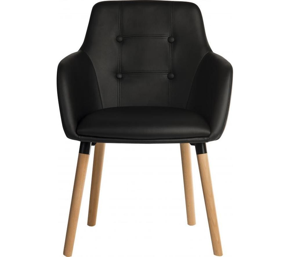 Four-Legged PU Reception Chair - Black, Set of 2