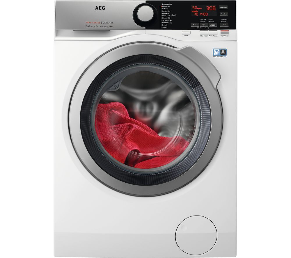 AEG ProSteam L7FEE945R 9 kg 1400 Spin Washing Machine - White & Stainless Steel, White AEG ProSteam L7FEE945R 9 kg 1400 Spin Washing Machine - White & Stainless Steel, White