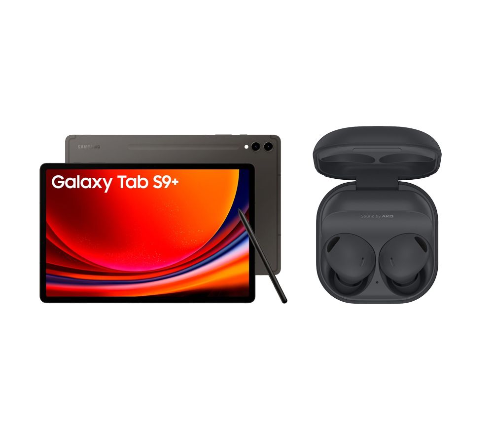 Galaxy Tab S9+ 12.4" Tablet (512 GB, Graphite) & Galaxy Buds2 Pro Wireless Bluetooth Noise-Cancelling Earbuds Bundle