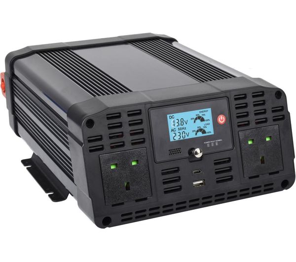 Image of TECHNAXX TE22 Off-Grid Pure Sine Wave Car Power Inverter - Black