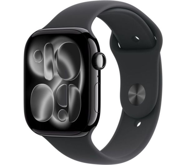 An image of APPLE Refurbished Watch Series 11 - 46 mm Jet Black Aluminium Case with Black Sport Band, M/L (Excellent Condition)
