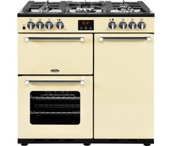 BELLING Kensington 90DFT Dual Fuel Range Cooker - Cream & Chrome