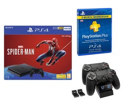 SONY PlayStation 4 Slim with Spider-Man, Twin Docking Station & 3 Month Subscription Bundle
