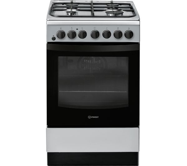 Indesit Clickclean Is5g4phss 50 Cm Dual Fuel Cooker Silver