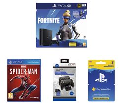 SONY PlayStation 4 Pro with Fortnite Neo Versa, Spider-Man, Docking Station & PlayStation Plus Bundle
