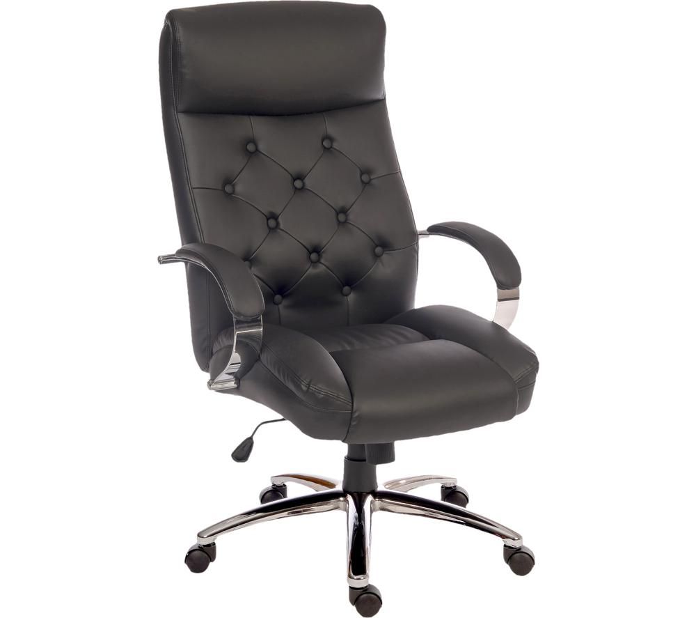 TEKNIK Hendon Faux Leather Tilting Executive Chair - Black & Silver, Black