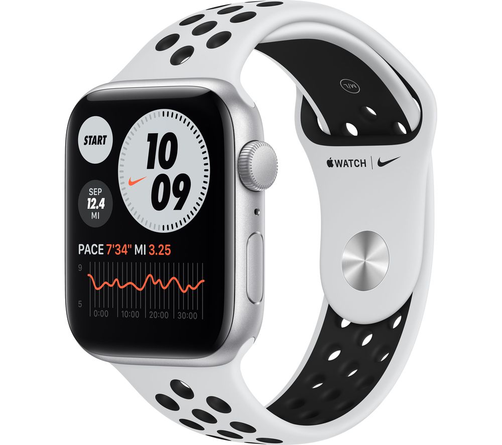 APPLE Watch Series 6 - Silver Aluminum with Pure Platinum & Black Nike ...