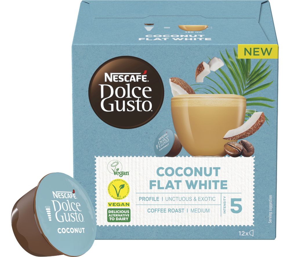 Dolce Gusto Plant Based Coconut Flat White Coffee Pods - Pack of 12
