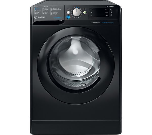 Indesit Innex Steam Pushgo Bwe 91496x Kv Uk 9 Kg 1400 Spin Washing Machine Black