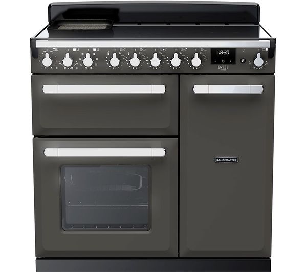 Rangemaster Estel Deluxe Esdl90eipslt Cm1 90 Cm Electric Induction Range Cooker Slate Chrome