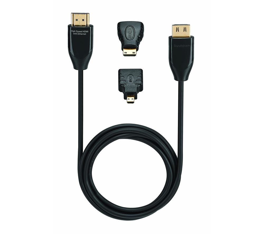 SANDSTROM S15TH116 Ultra Thin HDMI A to HDMI A Cable & Micro Adapters ...