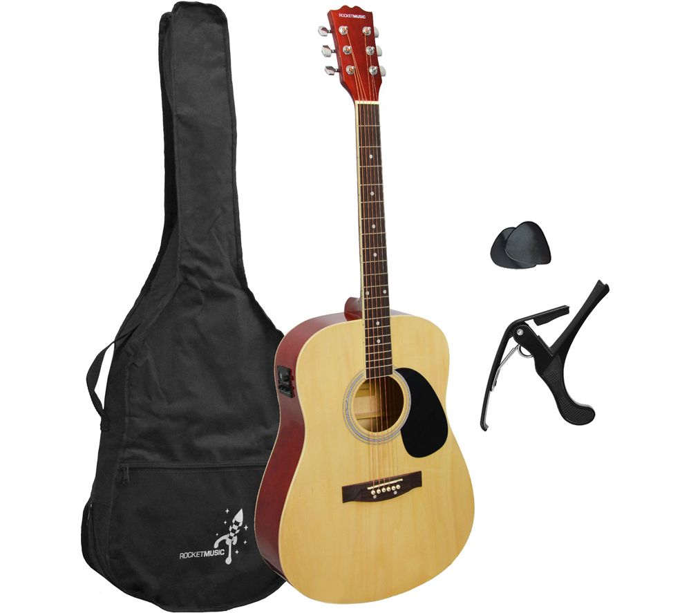 ROCKET XF XF202ECAN Electro-Acoustic Guitar Bundle - Beige & Red