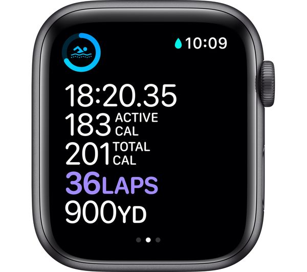 APPLE Watch Series 6 - Space Grey Aluminium with Black Sports Band, 44 mm