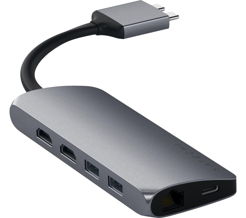 SATECHI Dual Multimedia 6-port USB Type-C Hub – Space Grey, Grey