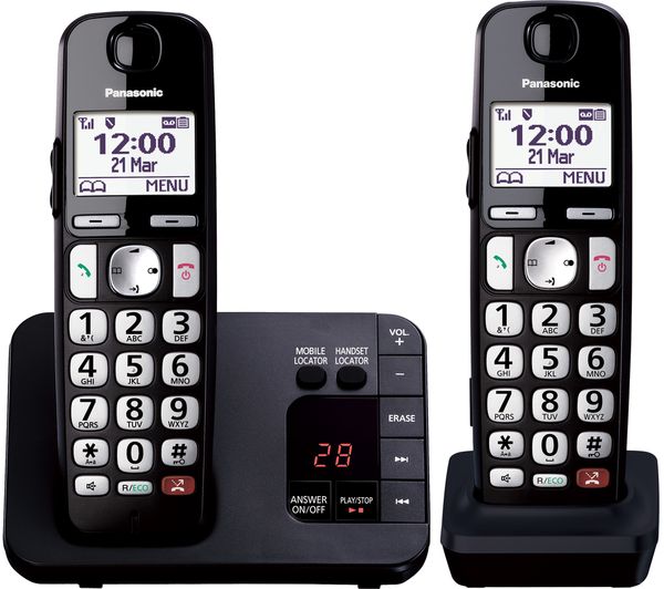 Panasonic Kx Tge822eb Cordless Phone Twin Handsets Black