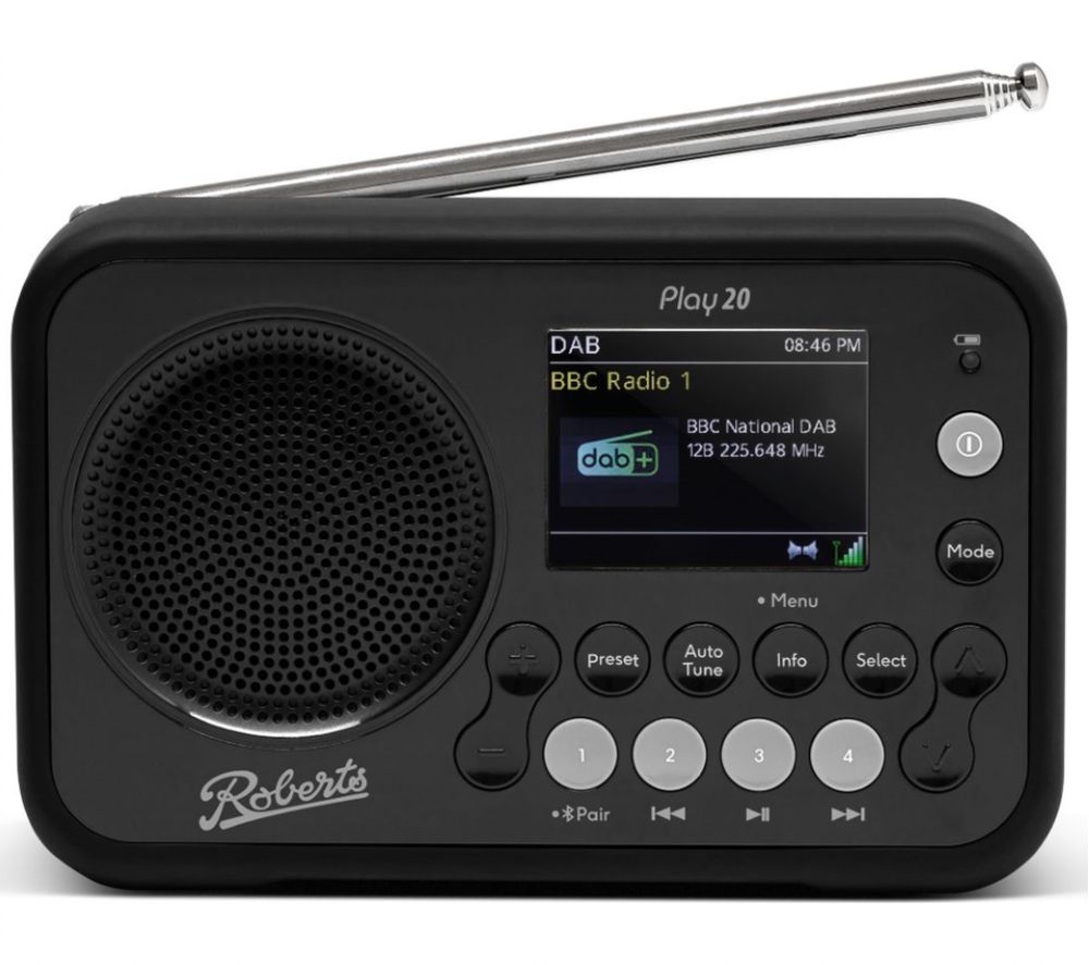 bibliotheek Goot Glad Buy ROBERTS PLAY20BK Portable DAB+/FM Bluetooth Radio - Black | Free  Delivery | Currys