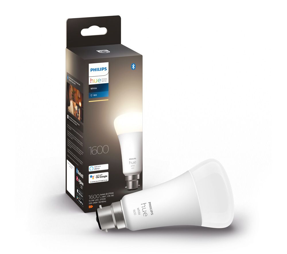 Insanity latitude Hearing impaired PHILIPS HUE White Smart LED Bulb with Bluetooth - B22, 1600 Lumen Fast  Delivery | Currysie