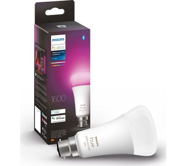 PHILIPS HUE White & Colour Ambiance Smart Bulb LED - B22, 1600