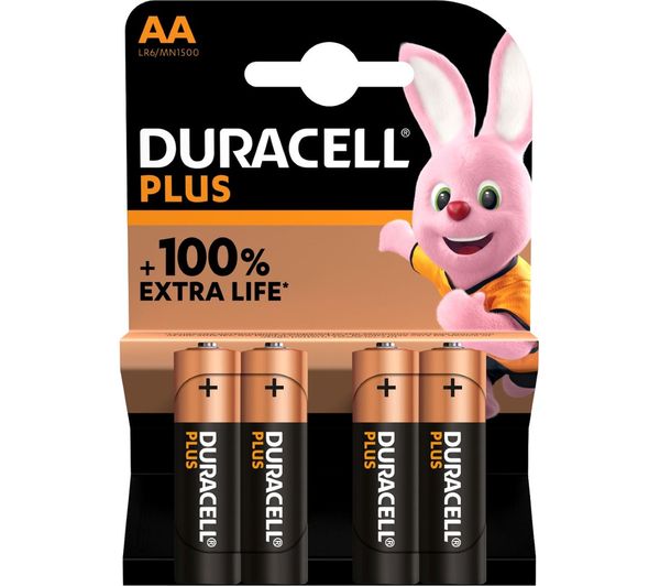 Image of DURACELL Plus AA Alkaline Batteries - Pack of 4