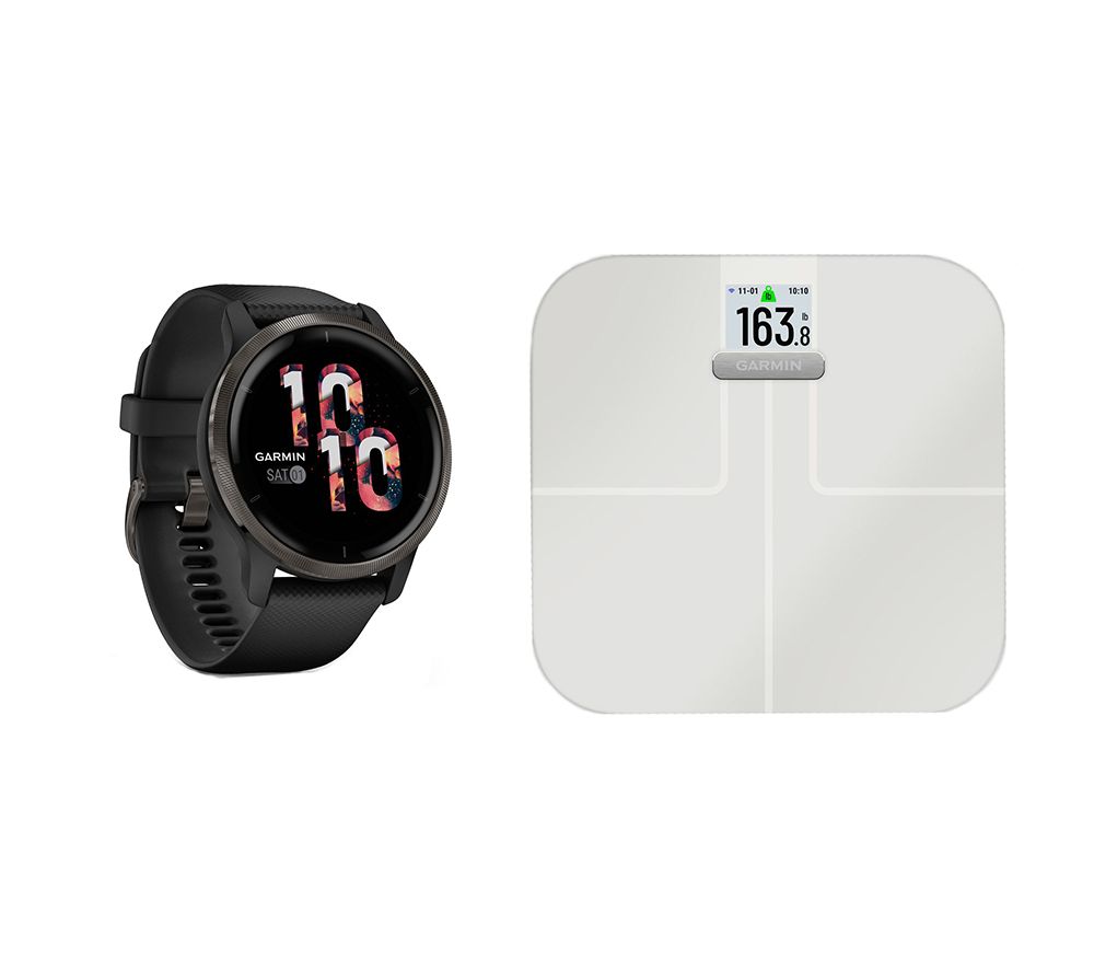 Venu 2 Smartwatch Black & Index S2 Smart Scale Bundle