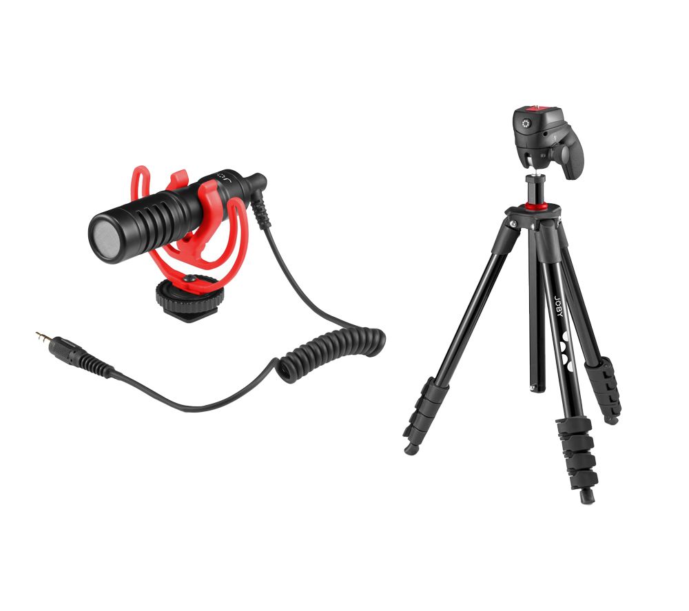 Compact Action Tripod & Wavo Mobile JB01643-BWW Camera Microphone Bundle