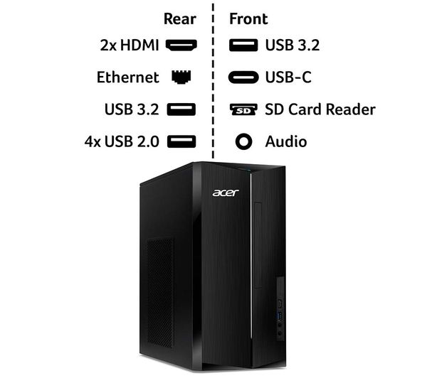 NEC Core i7 SSD128GB+HDD750GB 16GB №030 ACER Aspire TC-1785 Desktop PC - Intel® Core™ i7, 1 TB SSD, Black