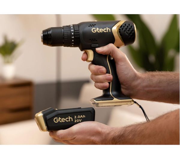 GTECH Cordless Hammer Drill Driver - Black & Gold - 1-12-028 - Currys ...