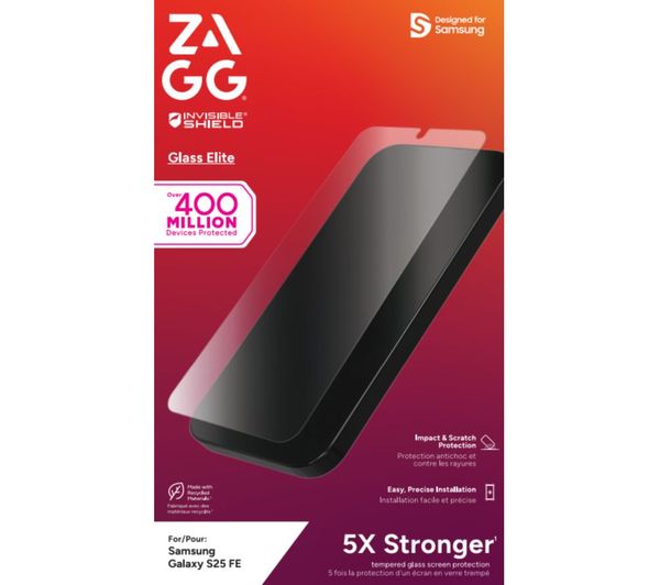 An image of ZAGG InvisibleShield Glass Elite Samsung S25 FE Screen Protector - Clear
