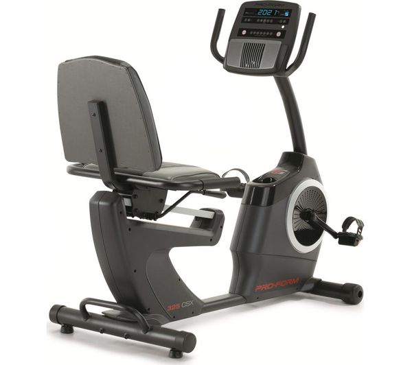 An image of PROFORM 325 CSX Smart Bluetooth Recumbent Exercise Bike - Silver & Black
