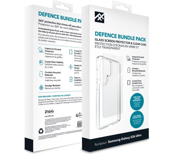 DEFENCE Galaxy S26 Ultra Case & Screen Protector Bundle - Clear
