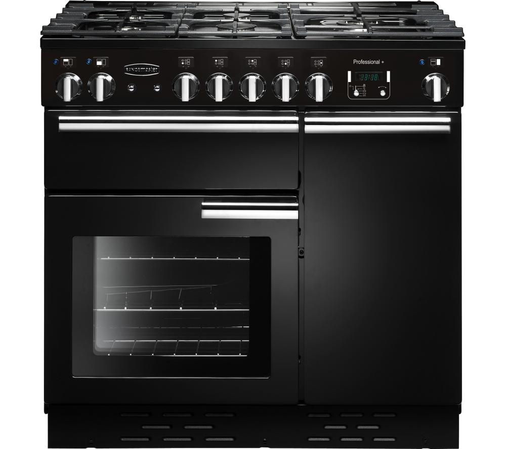 RANGEMASTER Professional 90 Gas Range Cooker – Black & Chrome, Black