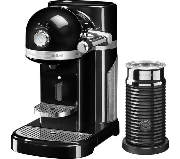 NESPRESSO Artisan Nespresso Hot Drinks Machine with Aeroccino 3 - Onyx Black, Black