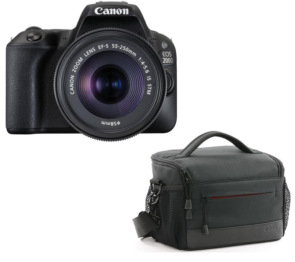 CANON EOS 200D DSLR Camera with EF-S 18-55 mm f/4-5.6 DC Lens & Bag Bundle specs