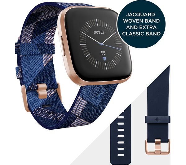 fitbit versa 2 special edition navy & pink woven