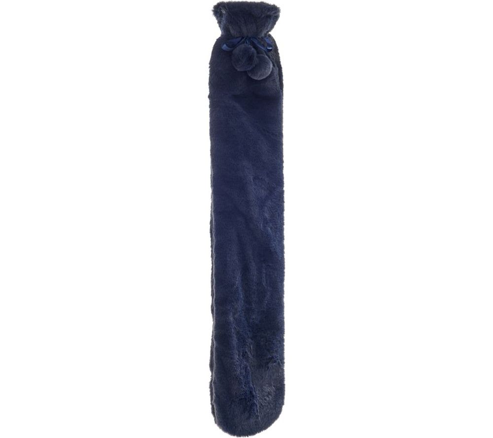 Faux Fur Long Hot Water Bottle - Navy