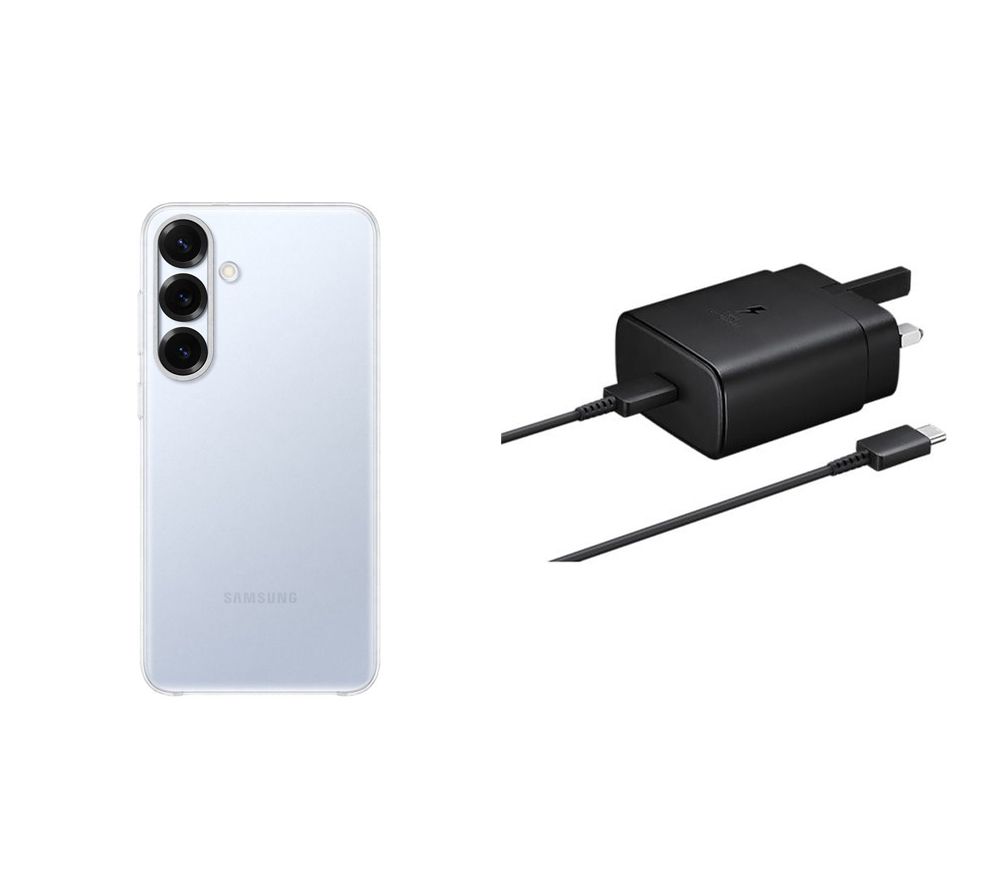 45w USB-C Fast Charger, USB-C Cable & Samsung Clear Case Bundle