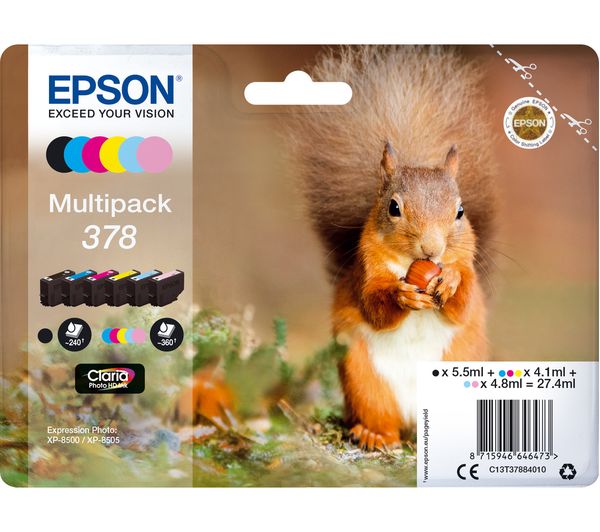 Image of EPSON 378 Squirrel 6-colour Ink Cartridges - Multipack