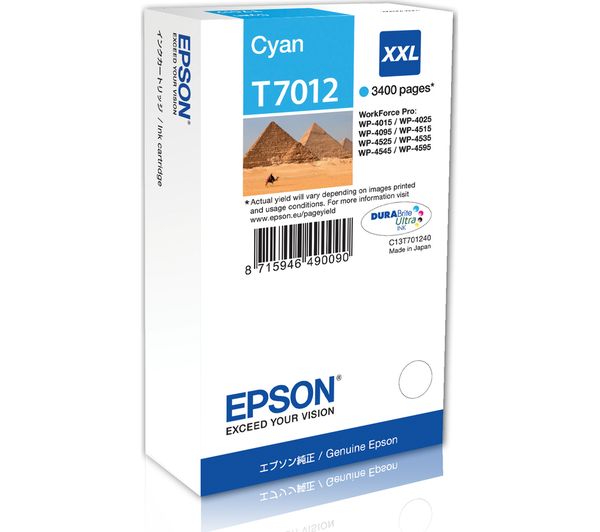 EPSON Pyramid T701 XXL Cyan Ink Cartridge, Cyan
