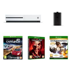 MICROSOFT Xbox One S, Tekken 7, Overwatch, Project Cars 2 & Charge Kit Bundle