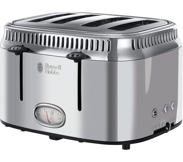 Image of RUSSELL HOBBS Retro 21695 4-Slice Toaster - Silver