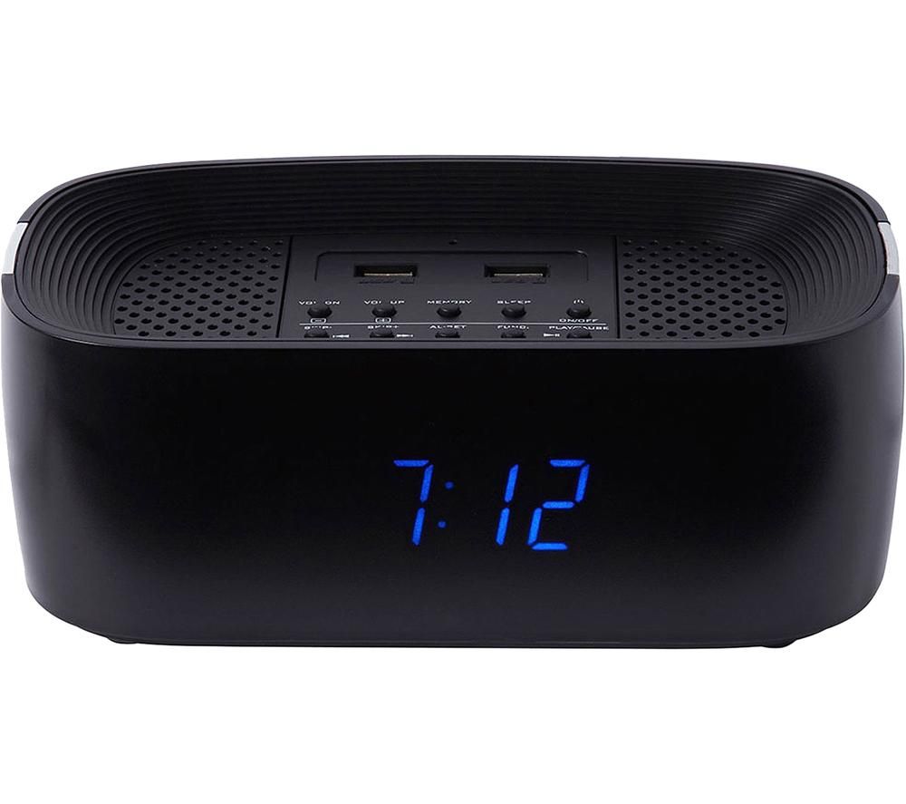 GROOV-E Sound Curve GV-SP407-BK FM Bluetooth Clock Radio - Black, Black